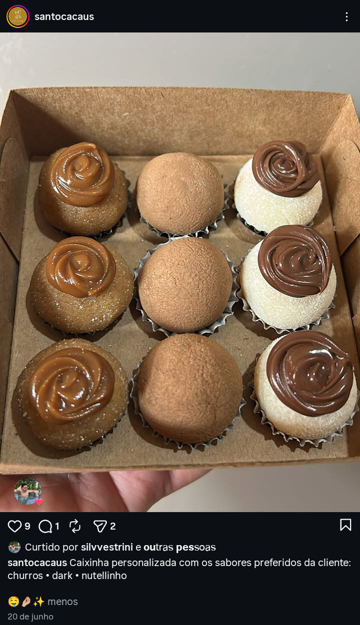 Brigadeiro Churros com cobertura de doce de leite da Santo Cacau